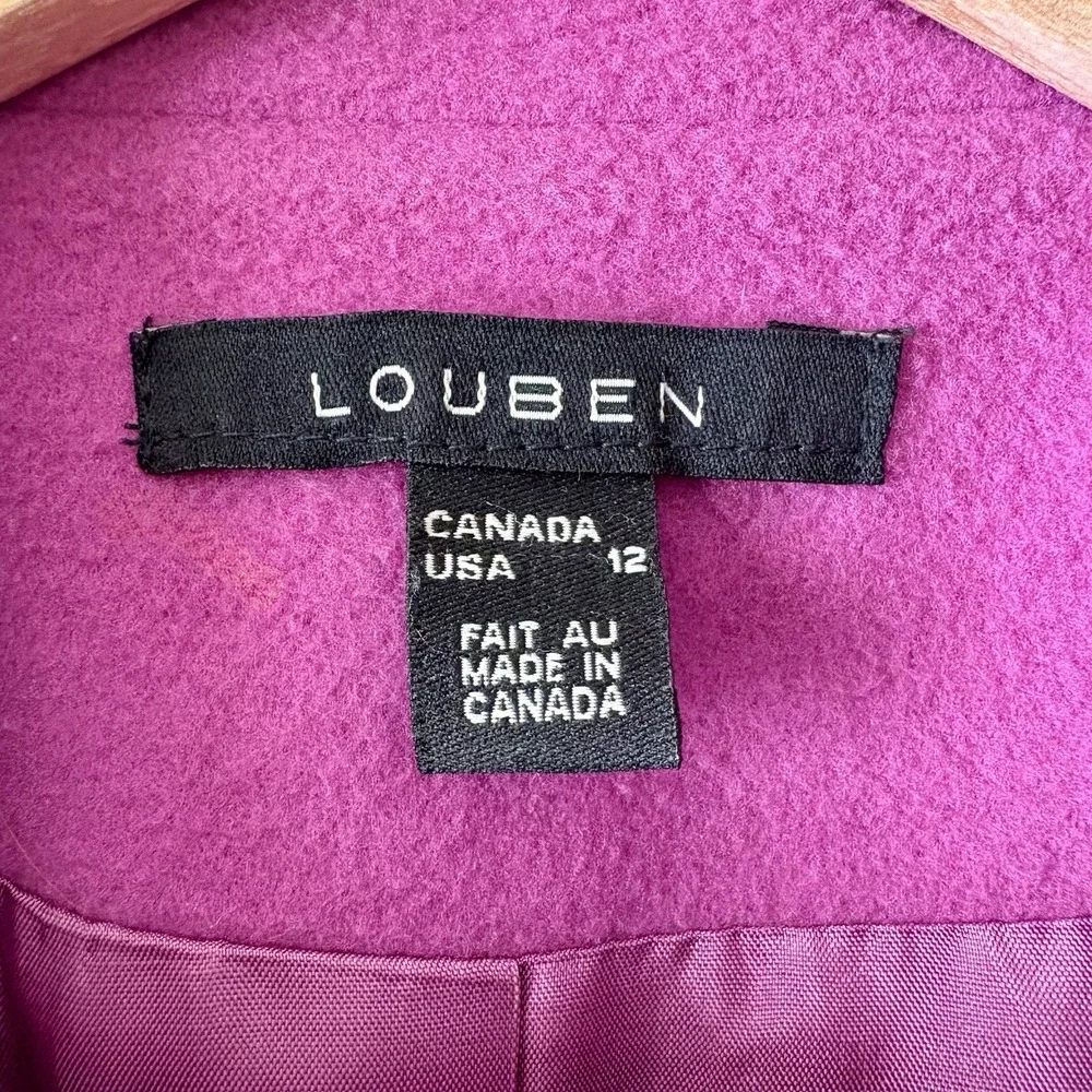 LOUBEN Jacket Women's 12 Fuchsia Pink Wool Cashmere Blend Lined Full Zip‎ Canada